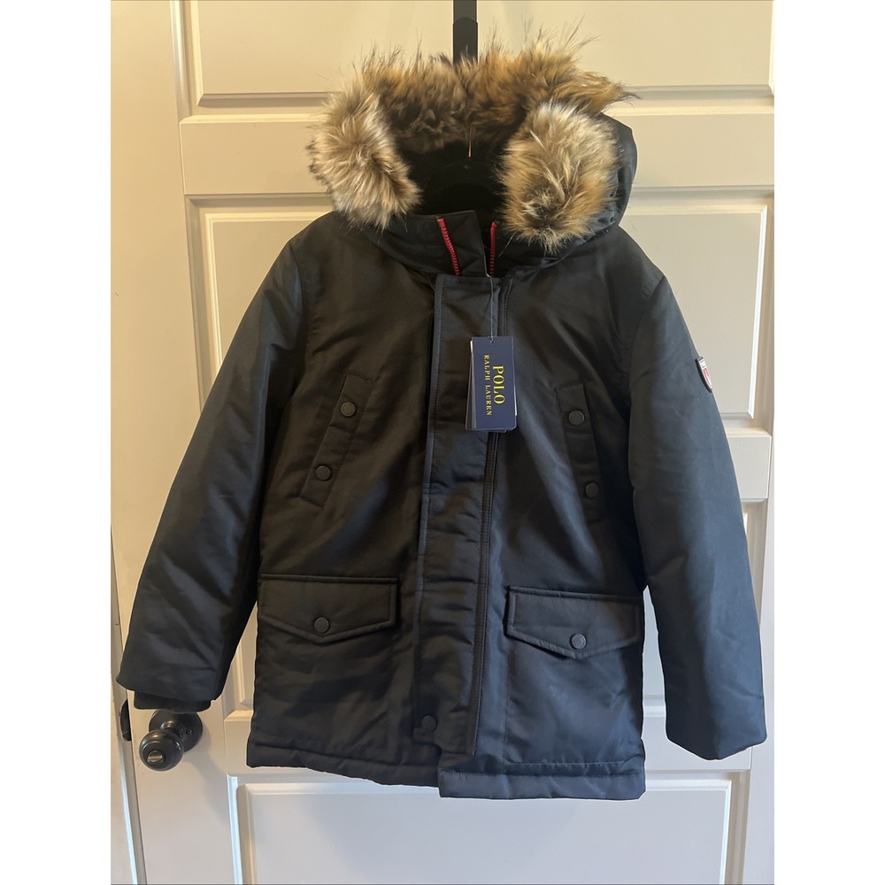 Polo by Ralph Lauren Black Jacket with Faux Fur Hood